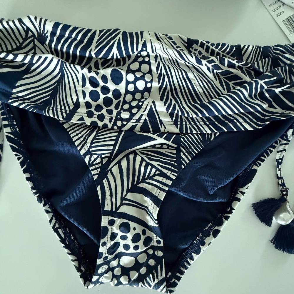 Bleu Rod Beattie Midnight Blue and White Leaf Print Bikini Set - Picture 6 of 8